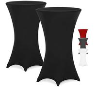 Detex® 2X Housses Table de Bar bistrot Ronde Noir Ø60-65 cm Nappe Mange Debout Protection Table Cocktail Tissu Stretch