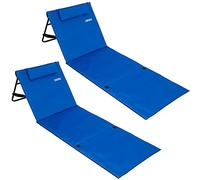 Detex® 2X Tapis de Plage Bleu 158x56cm transat rembourré avec Dossier Pliable natte de Plage transportable extérieur