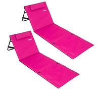 Detex 2X Tapis de Plage Rose 158x56cm transat rembourré avec Dossier Pliable natte de Plage transportable extérieur
