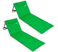 Detex 2X Tapis de Plage Vert 158x56cm transat rembourré avec Dossier Pliable natte de Plage transportable extérieur