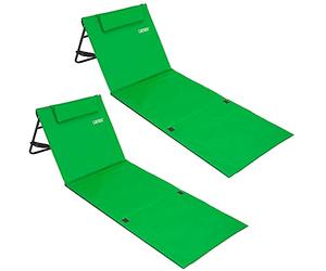 Detex 2X Tapis de Plage Vert 158x56cm transat rembourré avec Dossier Pliable natte de Plage transportable extérieur