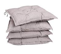 4x Coussins de chaise avec attaches Crème Chiné 40x40x8cm Intérieur Extérieur Fauteuil Salle à manger Jardin