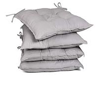 Detex® 4X Coussins de Chaise avec Attaches Gris 45x45x8cm Intérieur Extérieur Fauteuil Salle à Manger Jardin