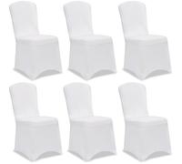 DETEX® 6x Housses de chaise élastiques blanc Noël mariages évènements fêtes forme universelle couverture chaise couvre-chaises