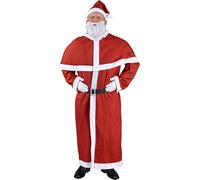 Detex® Costume de Père Noël adulte homme 5 pièces - Manteau, Bonnet, Cape, Ceinture, Barbe - Saint-Nicolas deguisement adulte déguisement Santa Claus unisexe et taille unique M - XXL