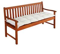 Coussin de banc avec attaches - Intérieur Extérieur Coussin pour banc Banquette - 145x45x8cm - 100% Polyester - Crème