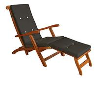 Detex Coussin pour Chaise Longue Anthracite pour siège inclinable Coussin pour Bain de Soleil Relaxation intérieur extérieur Hydrofuge