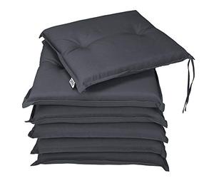 Detex® Ensemble de 6 Coussins Boston de Chaise de Jardin Anthracite Coussin de siège de Jardin en Polyester intérieur extérieur