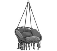 DETEX® Fauteuil Suspendu avec Coussins Anthracite hamac extérieur Chaise Suspendue balancelle Relax Jardin capacité 150 kg Fauteuil de Lecture