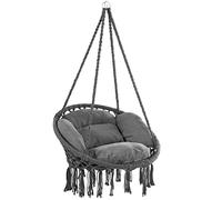 DETEX® Fauteuil Suspendu avec Coussins Anthracite hamac extérieur Chaise Suspendue balancelle Relax Jardin capacité 150 kg Fauteuil de Lecture