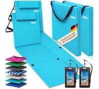 Detex® Set de 2 Tapis de Plage Bleu Turquoise 158x56 cm transat rembourré avec Dossier Pliable natte de Plage transportable extérieur