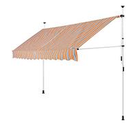 Detex Store banne Manuel rétractable Auvent terrasse Marquise sans perçage avec manivelle Orange-Noir-Blanc 180x350cm