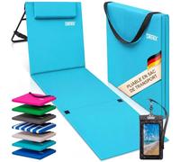 Detex® Tapis de Plage Bleu Turquoise 158x56 cm transat rembourré avec Dossier Pliable natte de Plage transportable extérieur