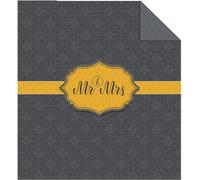 Detexpol Couvre-lit décoratif 170x210 Holland K09 Mr&Mrs Mr & Mrs graphite miel pour couple Décorations Saint-Valentin double face