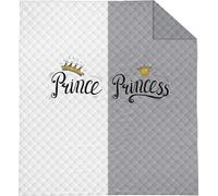 Detexpol Couvre-lit décoratif 170x210 Prince Princesse gris et blanc K 115 Holland 14
