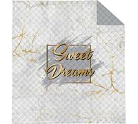 Detexpol Couvre-lit décoratif 220x240 Sweet Dreams blanc or gris marbre K_57 112 Couvre-lit