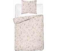 Detexpol Draps de satin 140x200 Beige chaud avec fleurs sauvages - motif romantique, 100% coton - 5476 A - Home Satin 71