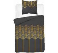 Detexpol Draps de satin 140x200 noir or motif géométrique 5225 A Home Satin 41
