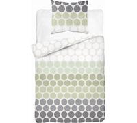 Detexpol Draps de satin 140x200 Pois verts et gris sur crème - minimalisme frais, 100% coton 5474 B - Home Satin 71