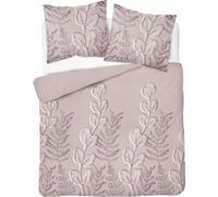 Detexpol Draps de satin 160x200 Rose poudré avec des feuilles - motif fin, 100% coton - 5477 A - Home Satin 71