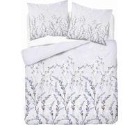 Detexpol Draps de satin 220x200 Branches de lavande sur bleu froid - motif fin, 100% coton 5475 B - Home Satin 71