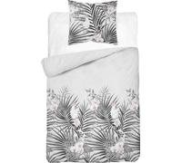 Detexpol Draps satin 140x200 feuilles grises 4401 B avec une taie d'oreiller Home Satin 122