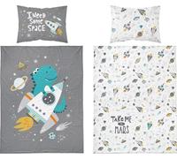 Detexpol Linge de lit en coton 90x120 Cosmos dinosaure gris 4279 B Mayamoo 20