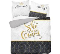 DETEXPOL Linge de lit français She is my Queen Coton, 220/200, 2x70/80 cm