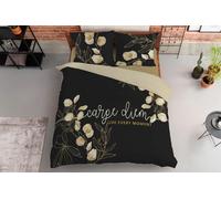 Detexpol Literie en coton 220x200 Carpe diem feuilles fleurs noir beige 4408 A Holland Home 45