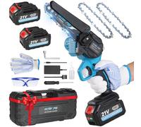 DETLEV PRO Mini Tronconneuse à Batterie 4000mAhX2 6 Pouces Tronçonneuse Électrique Sans Fil 2 Chaînes Portable Tronconneuse Thermique pour Couper du Bois, des Branches d'Arbres, l'Elagage de Jardin