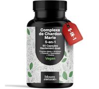 Detox Foie 5-en-1 - 90 Capsules - Chardon-Marie, Artichaut, Pissenlit, Desmodium, Choline - Vegan - Fabriqué en Allemagne