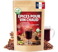DETOX ORGANICA Mélange Épices Vin Chaud - 200g d'Épices Cannelle, Anis Étoilé et Autres Épices de Qualité Premium - Idéal pour Boissons Hivernales de Noël, Punch - 100% Naturel et Vegan