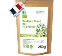 DETOX ORGANICA - Psyllium Blond Bio en Poudre 250g - Poudre de Psyllium 99% Purs - Riche en Fibres - Transit Intestinal & Digestion - Anti Ballonements Naturel et Vegan, Qualité Premium Contrôlée