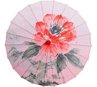 DETPWVWB Parapluie chinois en papier huilé, parasol oriental fait à la main, manche en bois, imprimé floral, parapluie de danse classique for fête de mariage(Style E)