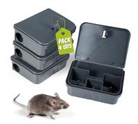 DETRAPS Boîte Appât Rat et Souris avec Clé - Lot de 4 Stations d’Appâtage Sécurisées - Piège à Appât Professionnel pour Rongeurs - Boîte à Appât Résistante pour Intérieur et Extérieur