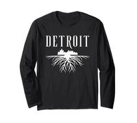 Détroit Michigan Skyline Graphic - from The Ground Up Design Manche Longue