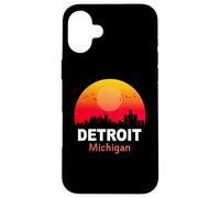 Detroit Michigan State USA Vintage Sunset Retro City Skyline Coque pour iPhone 16 Plus