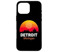 Detroit Michigan State USA Vintage Sunset Retro City Skyline Coque pour iPhone 16 Pro Max