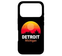 Detroit Michigan State USA Vintage Sunset Retro City Skyline Coque pour iPhone 17 Pro