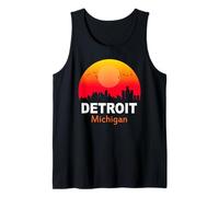Detroit Michigan State USA Vintage Sunset Retro City Skyline Débardeur
