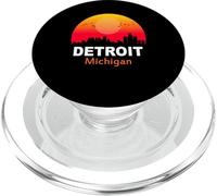 Detroit Michigan State USA Vintage Sunset Retro City Skyline PopSockets PopGrip pour MagSafe