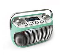 Detroit - Radio-réveil Dab - Alimenté par Pile ou sur Secteur Dab/Dab+/FM - Radio rétro avec écran LCD - Radio (Vert)