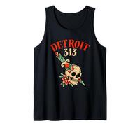 Detroit Retro Ink 313 Crâne de Mort Style Tatouage Vintage Débardeur