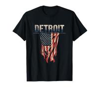 Detroit T-Shirt Michigan Drapeau Américain USA 313 Rétro T-Shirt