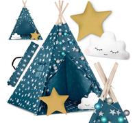 Dětský stan Tepee se světly Nukido - modrý