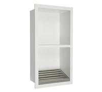 Dettchan Armoire murale encastrée à 2 étages en acier inoxydable pour cuisine, salon, salle de bain, vestiaire, bar à café, 18 x 10 x 34 cm - Blanc