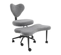 Dettchan Chaise de méditation multifonctionnelle en laine d'agneau gris foncé avec roulettes - Chaise avec pieds croisés - Chaise ergonomique pour studios de yoga, bureaux, chambre à coucher, salon