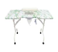 Dettchan Table de manucure verte Table de manucure pliable portable avec collecteur de poussière, pour la maison, le bureau, le salon de manucure 95 x 48 x 72,5 cm