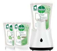 Dettol No-Touch - Kit Distributeur Savon Mains sans Contact et 2 Recharges Aloe Vera & Bambou 250ml