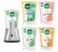 DETTOL Pack découverte - Kit No touch Aloe Vera Distributeur automatique + 4 Recharges No-Touch Savon Liquide Mains 250 ml - Action Nettoyante - Idéal au quotidien